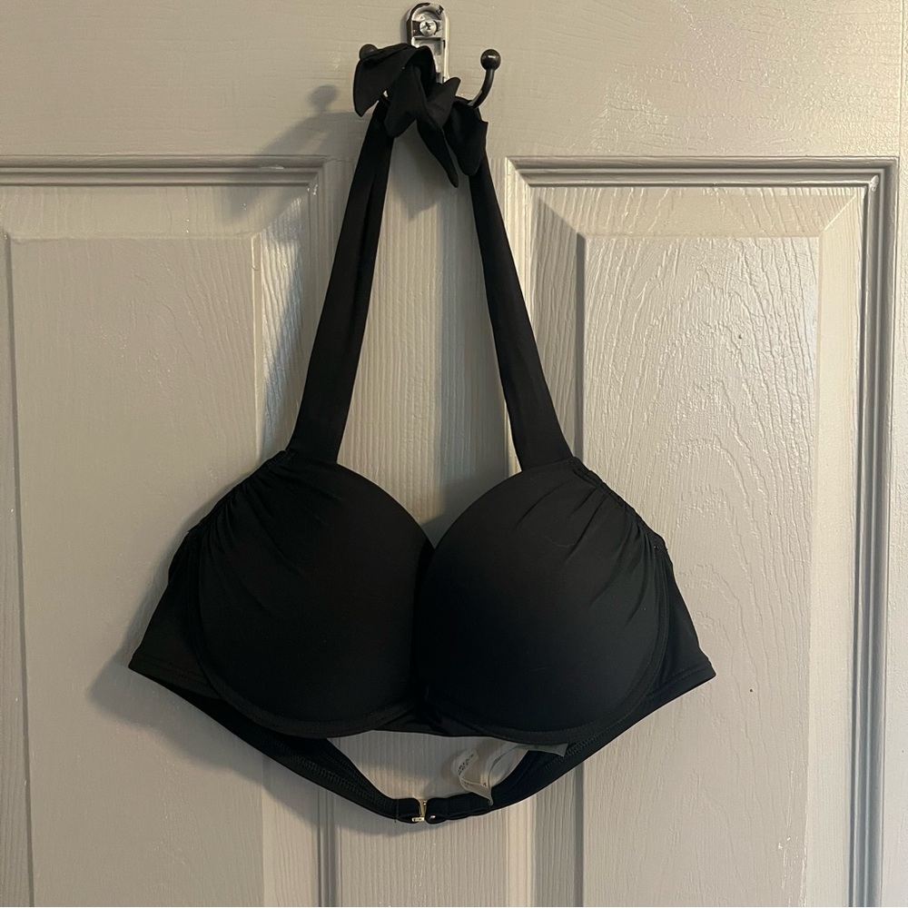 Victoria's Secret Black Halter Bikini Top Push Up 36B - Picture 6 of 7